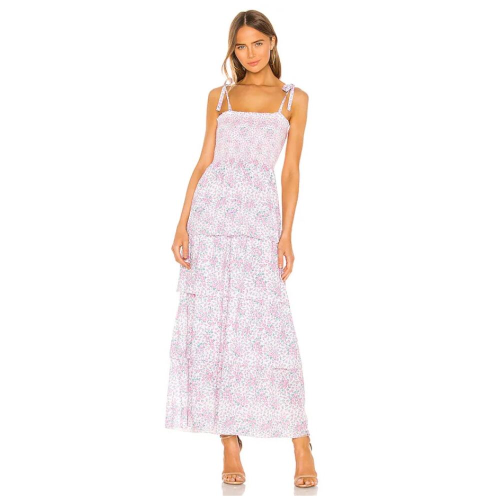 Love Shack Fancy Caressa Maxi Dress Candy Heart Pink Floral Womens New Large - Picture 13 of 16